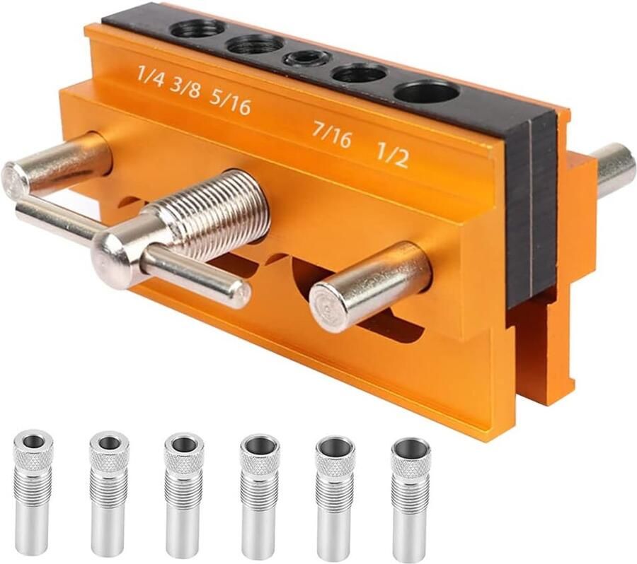Zelfcentrerende pen-en-gatmal- boorgeleiderzoeker- zelfcentrerende pen-en-gatmal voor houtbewerking (oranje)