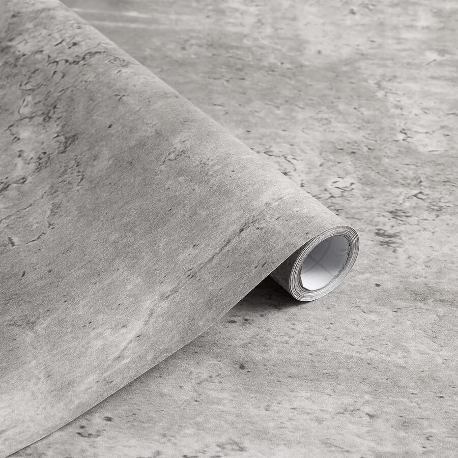 Zelfklevend Behang Betoneffect Grijs 40x500cm Peel en Stok Keuken Werkblad Bekleding Industriële Stijl Meubelsticker