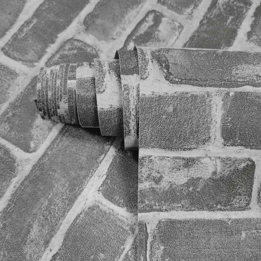 Zelfklevend Behang met Steenlook Grijze Decoratie voor Muren en Meubels