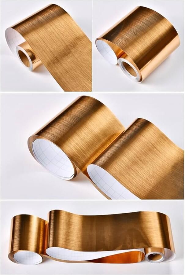 Zelfklevend borduurwerk voor wanddecoratie geborsteld goud 10 cm x 500 cm