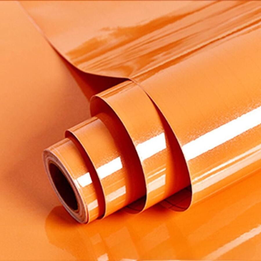 Zelfklevend papier voor meubels glanzend glitter 40 x 300 cm zelfklevend behang waterdichte vinylstickers voor meubels keukenmuren tafels badkamers kasten en aanrechtbladen Oranje