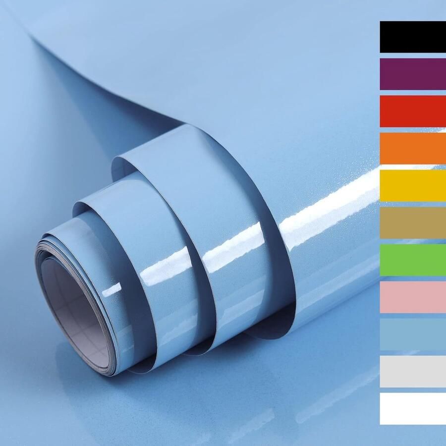 Zelfklevend papier voor meubels glanzend glitter 40 x 300 cm zelfklevend behang waterdichte vinylstickers voor meubels keukenmuren tafels badkamers kasten en aanrechtbladen Blauw