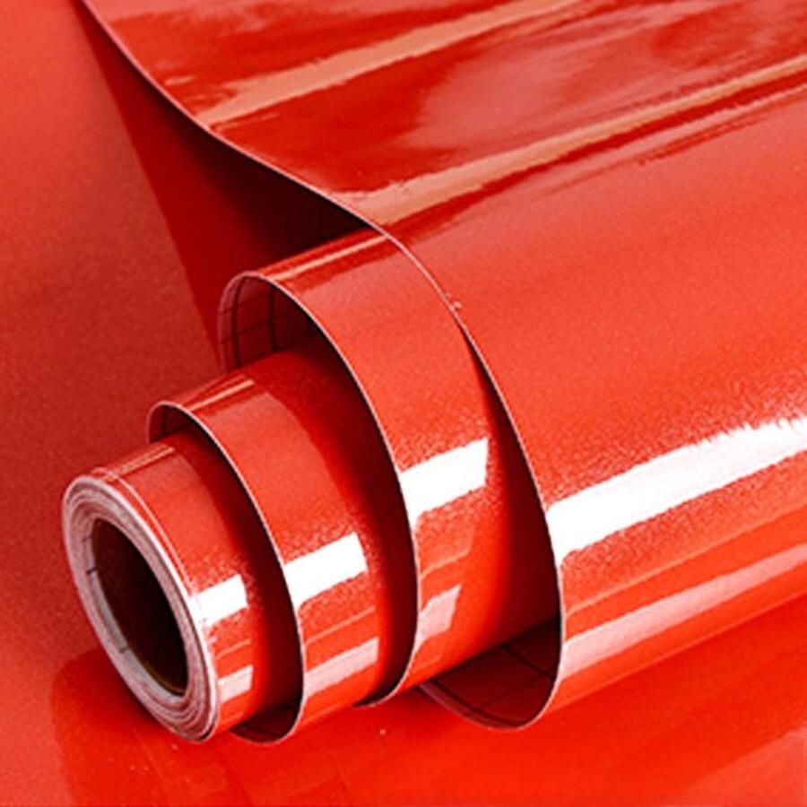 Zelfklevend papier voor meubels glanzend glitter 40 x 300 cm zelfklevend behang waterdichte vinylstickers voor meubels keukenmuren tafels badkamers kasten en aanrechtbladen Rood