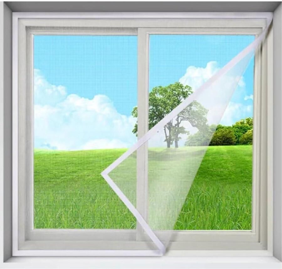 Zelfklevend verstelbaar vliegengaas 95 x 150 cm wit ramen insecten vliegen muggen