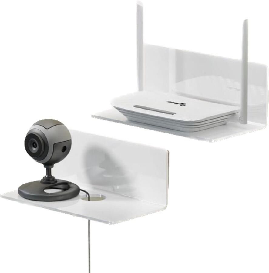 Zelfklevend wandrek zonder boren Set van 2 wandplanken 23 cm breed Acryl wandplank voor badkamer woonkamer Wit Wandplank voor slaapkamer keuken kantoor Wandrek - Foto 2