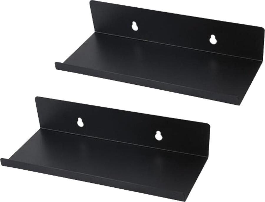 Zelfklevend zwart metaal wandrek 10 x 20 x 4 cm Set van 2 zwevend mini-rek badkamer wandplank smal hangrek keuken draagkracht 10 kg opbergrek