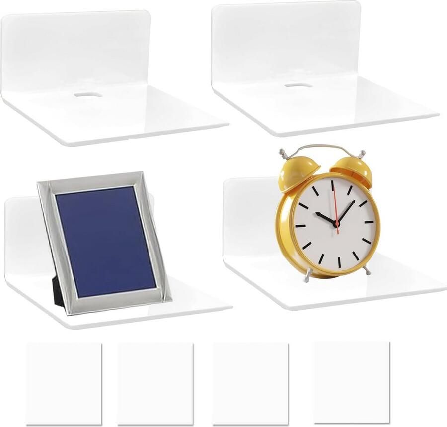 Zelfklevende Acryl Wandplanken Set 4 Stuks Modern en Praktisch voor Elke Kamer