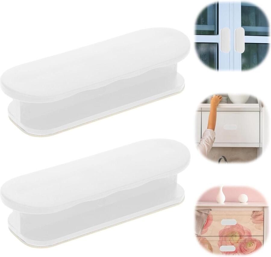 Zelfklevende balkondeurgreep wit set van 2 terrasdeur zonder boren kunststof meubelgreep ramen glazen deuren schuifladen