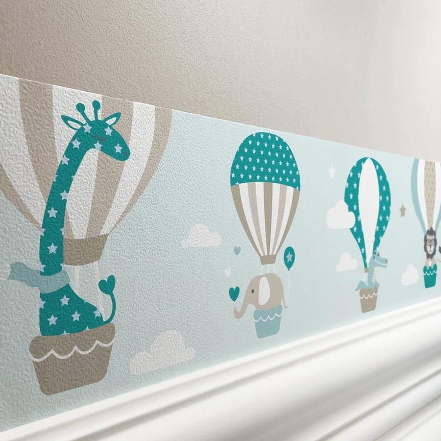 Zelfklevende Behangrand met Heteluchtballonnen Muurdecoratie voor Kinderkamer 450 x 11.5 cm
