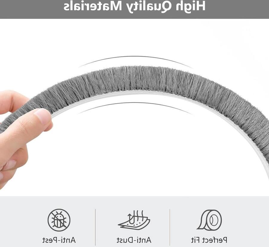 Zelfklevende borstelafdichting 9 mm breed 5 mm diep 6 m lang voor ramen schuifdeuren deuren Insectenbescherming garderobe