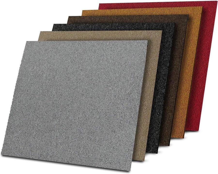 Zelfklevende Design Tapijttegels Duurzaam Vloerbedekking voor Vloerverwarming Antislip Antistatisch Geluidsisolerend Beige 4 Stuks 1 m² Set