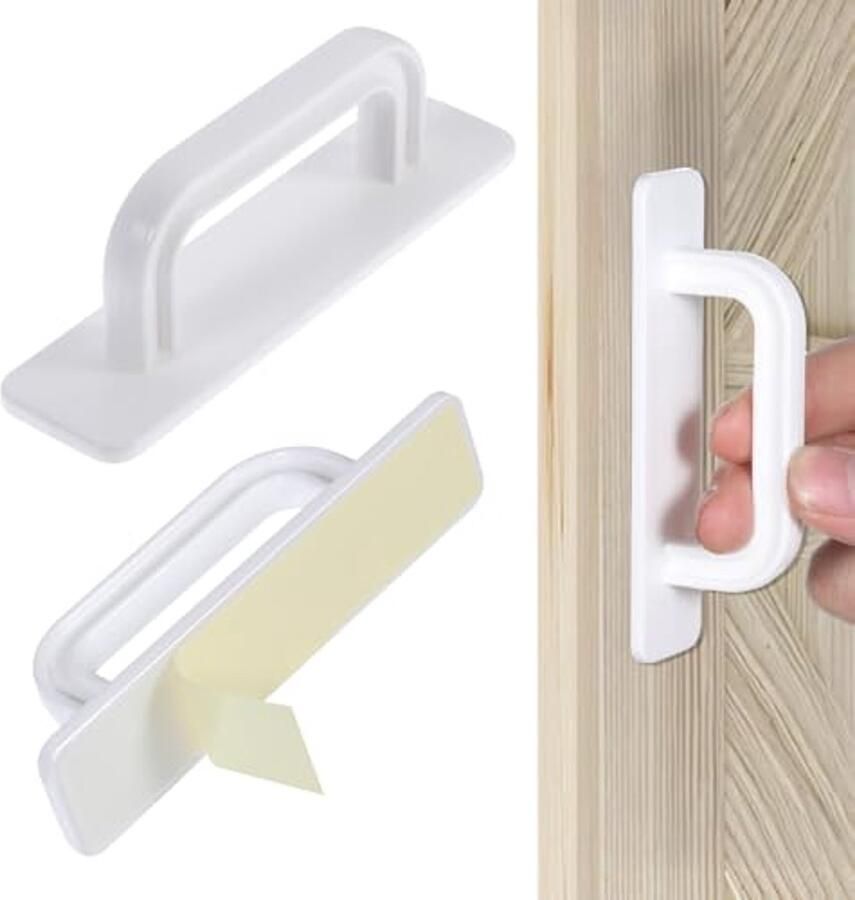 Zelfklevende Deurgrepen 2-pack Kastgrepen zonder Boren Trekhulp voor Schuifdeuren Kasten en Lades 10x2 5 cm