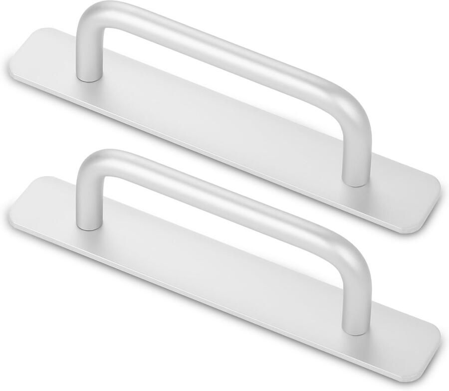 Zelfklevende deurgrepen Aluminium meubelgrepen 2-stuks Zilver deurgrepen zelfklevend aluminiumlegering duw- en trekdeurgreep schuifdeurgreep zonder boren voor poort kast toilet garage schuur 150 x 25 mm