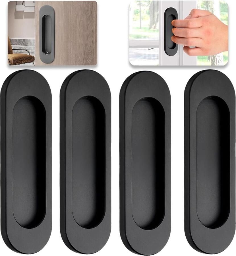 Zelfklevende Deurgrepen Set van 4 Matzwart Aluminiumlegering 100 mm