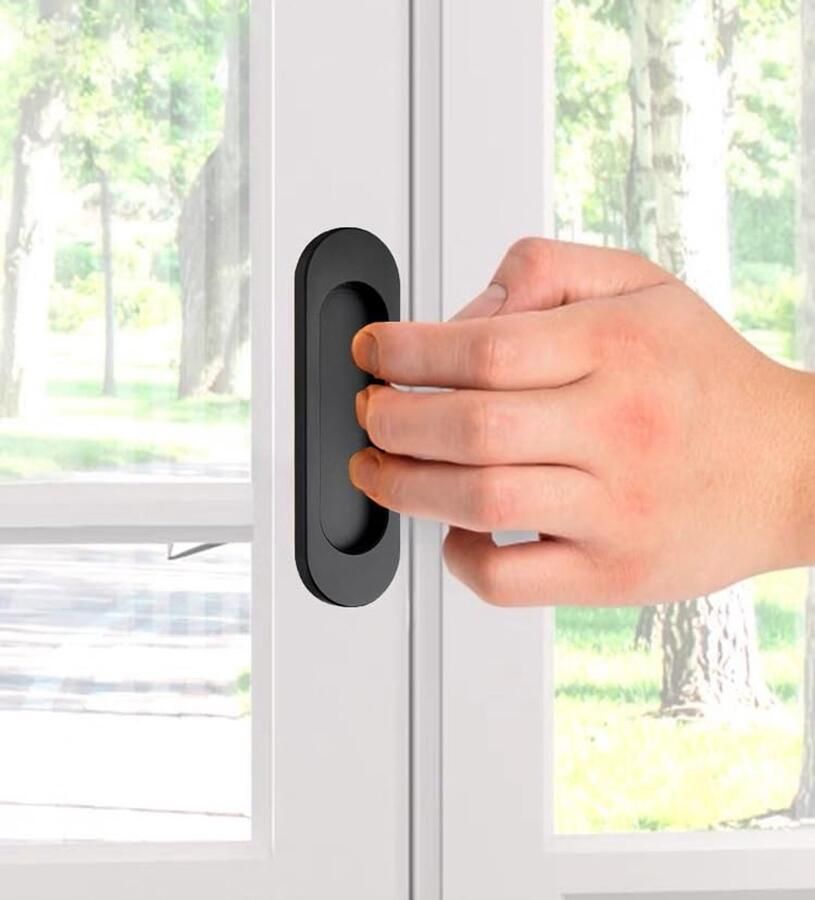 Zelfklevende deurgrepen set van 4 Ovale aluminium handgrepen voor schuifdeuren en kasten