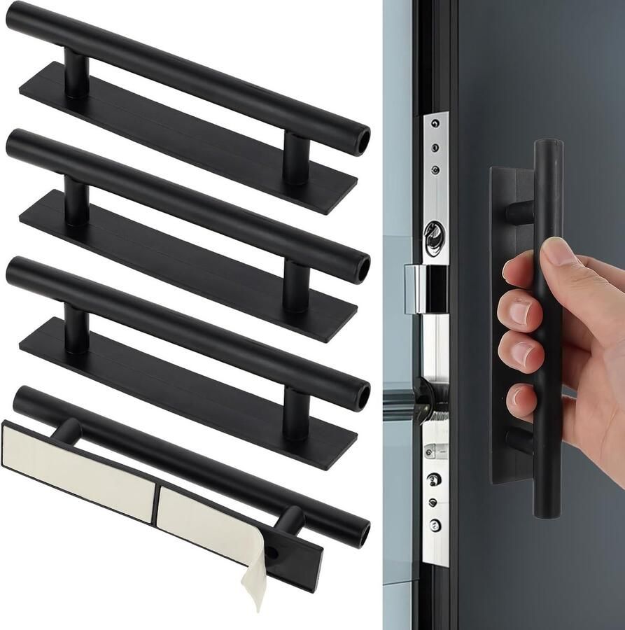 Allecto Plus Zelfklevende Deurgrepen Meubelgrepen Kastgrepen Zonder Boren Handgreep 4 Stuks Kledingkast Keuken Schuifdeur Balkondeur Glazen Deuren 15 cm