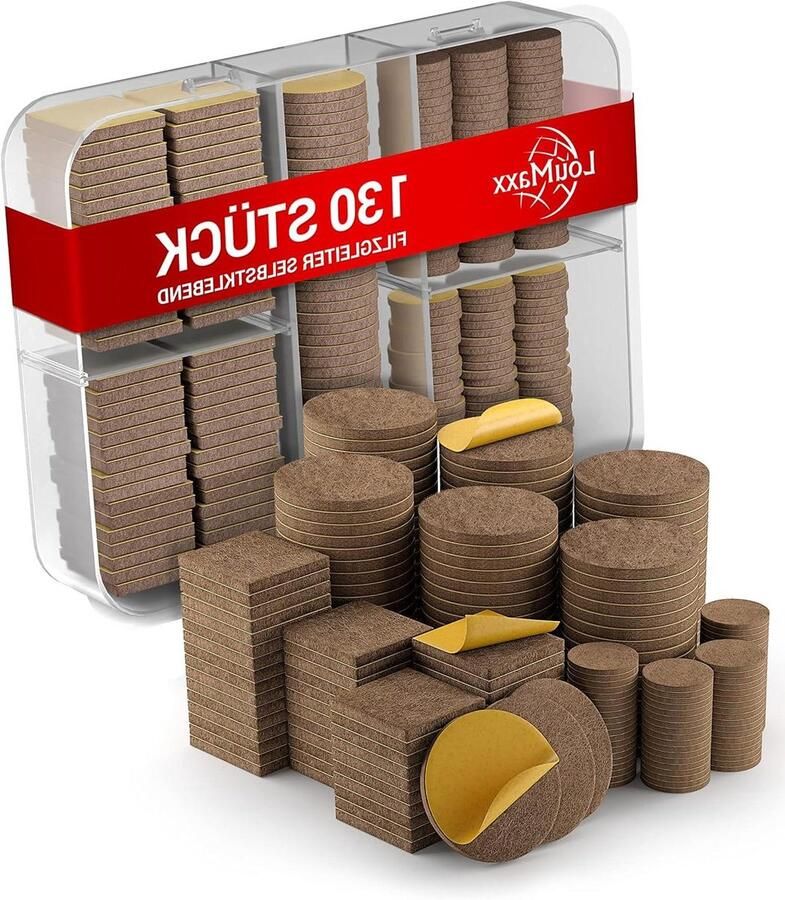 Zelfklevende glijders bruin 130 stuks (rond en vierkant) vilten voor meubels en stoelen 4 mm dik optimale bescherming voor alle soorten vloeren