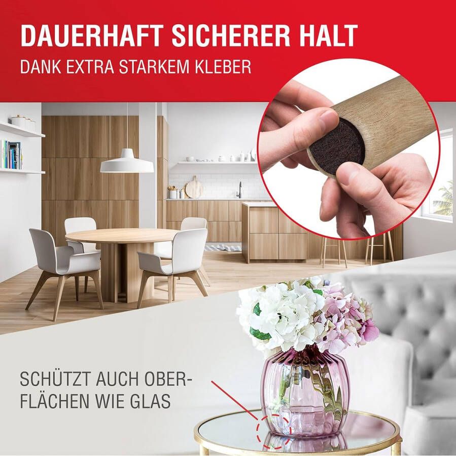 Zelfklevende glijders in de kleur bruin 112 stuks (rond en vierkant) zelfklevende viltstiften voor meubels en stoelen 4 mm dik optimale bescherming voor alle soorten vloeren