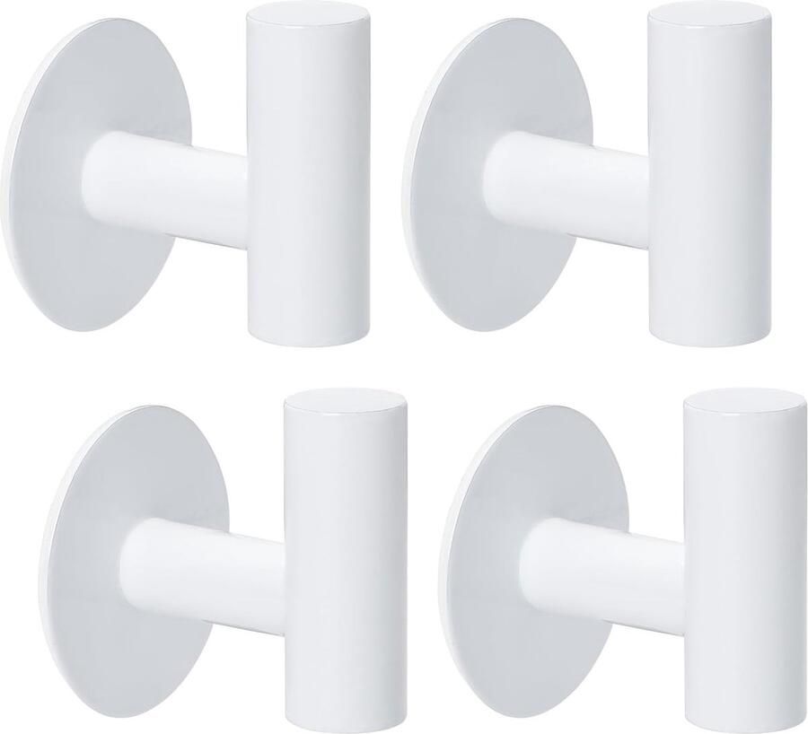 Zelfklevende haken 4 badkamerhaken RVS badkamer zelfklevende haken Waterdichte zelfklevende kledinghaken Zelfklevende wandhaken voor slaapkamer kledingkast keuken (wit)