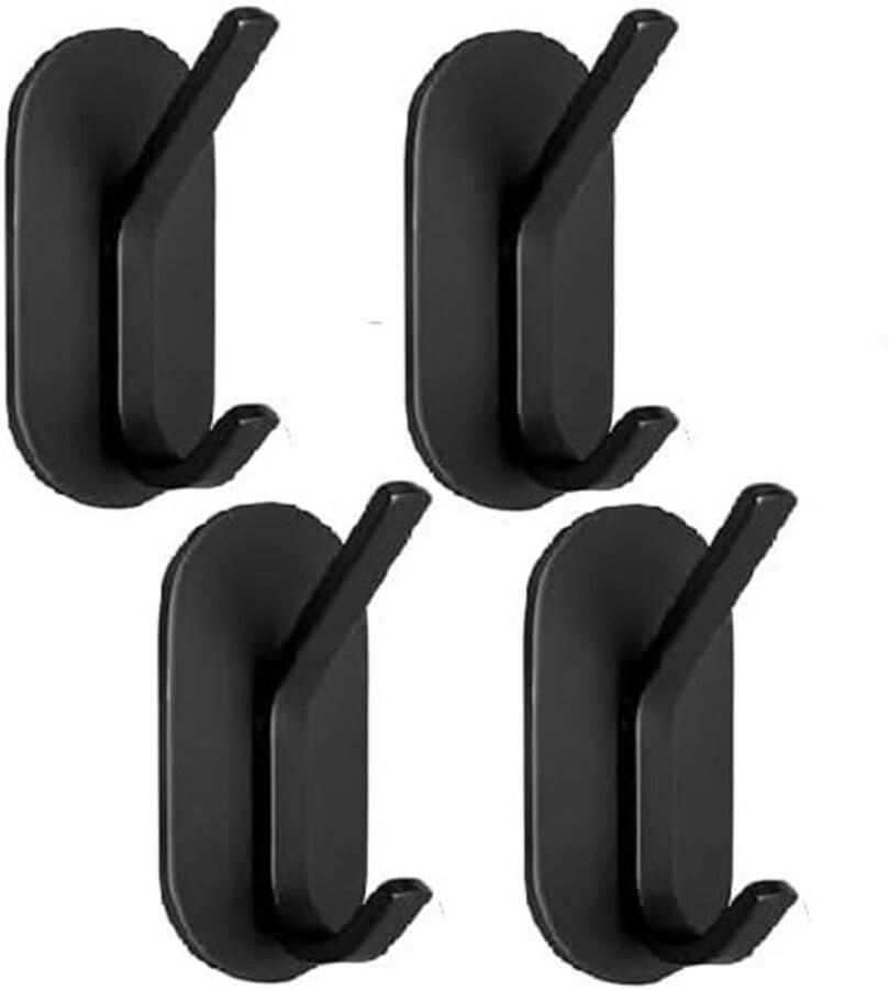 Zelfklevende haken voor aan de muur handdoekhaakjes 4 Stuks voor het ophangen van kapstokhaken Deurhaken Handdoekrekken voor de badkamer RVS douchehaken Robuuste badjas Zwart