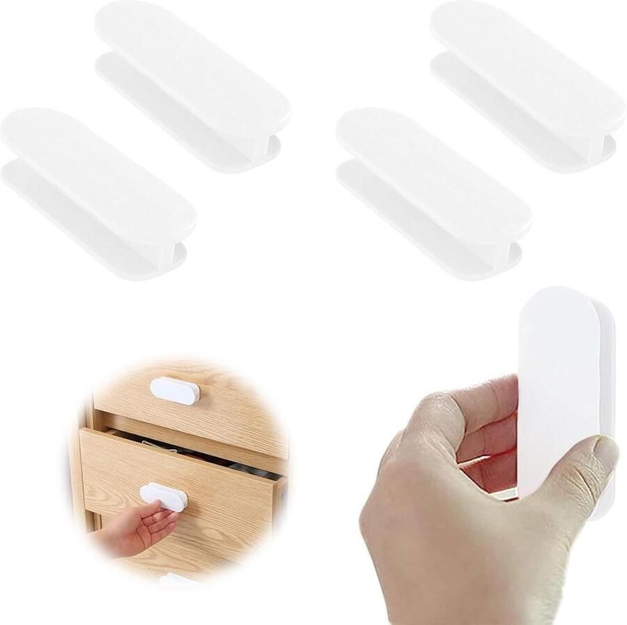 Zelfklevende handgrepen 4 stuks balkondeurgreep buitendeurknop van kunststof meubelgrepen voor meubels kast lade vensterdeur (wit)