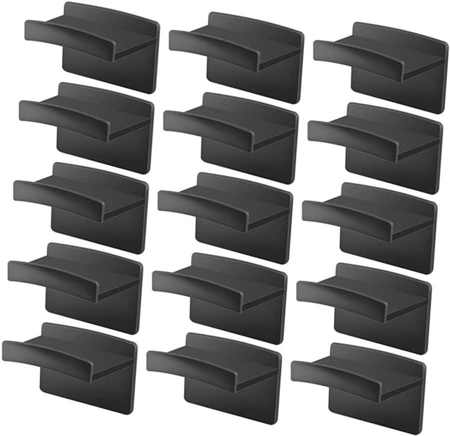 Zelfklevende Hoedenhaken 15 Stuks Hoedenhaakjes Kapstokken Kunststof Pettenhouders Hoedenopbergrek Muurhoedhaken Geschikt voor Alle Soorten Hoeden Sjaals Tassen Handdoeken Koptelefoons 4.5 x 3.3 x 3 CM Zwart