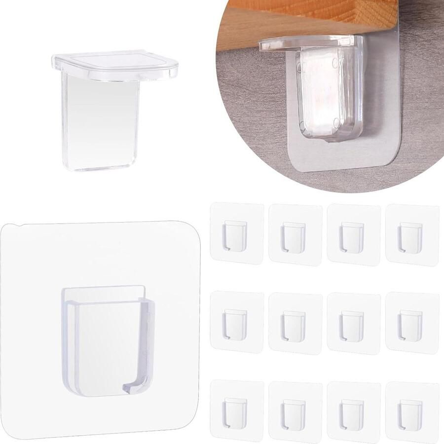 Zelfklevende kast plankdragers 12 stuks kunststof plankhouders zonder boren transparant kastdragers