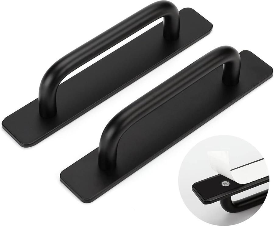 Zelfklevende kastgrepen voor keukenkasten 2 stuks zwart aluminium 150 mm