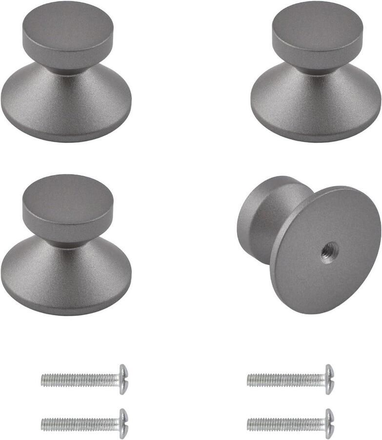 Allecto Premium Zelfklevende kastknoppen 4 stuks voor keukenkasten Grijs Zinklegering. Gemakkelijk te monteren!