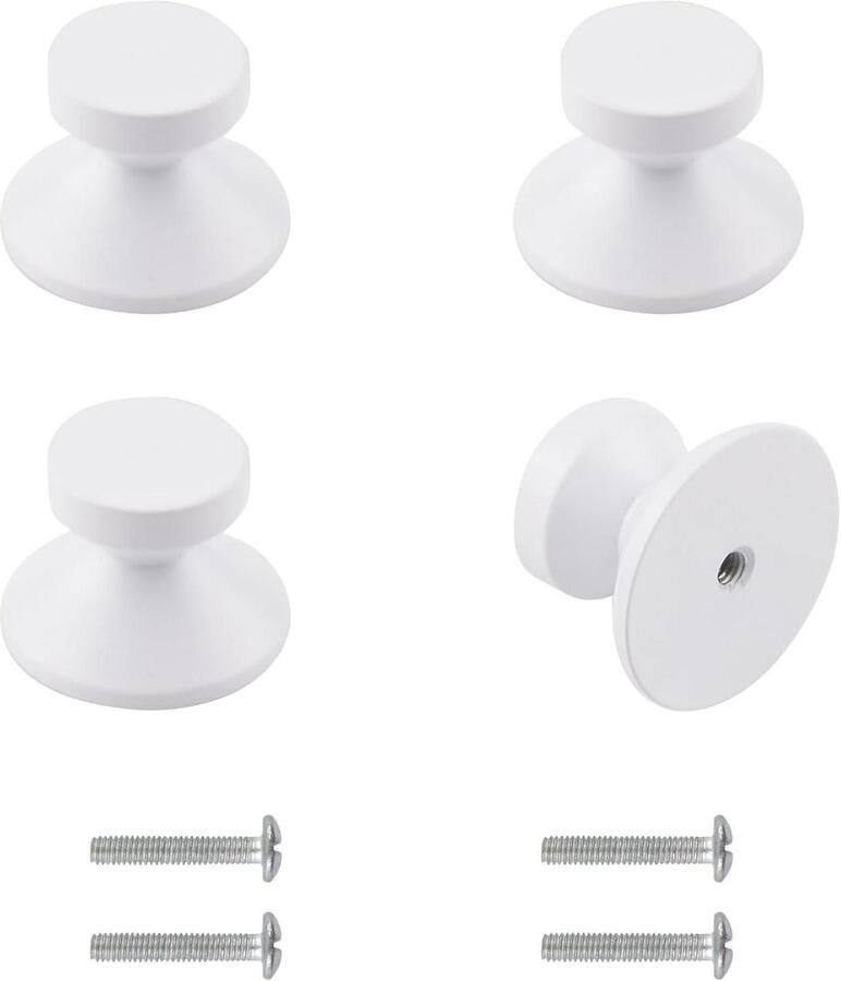 Allecto Premium Zelfklevende kastknoppen 4 stuks instant keukenkastknoppen zinklegering wit Voor ramen kasten laden