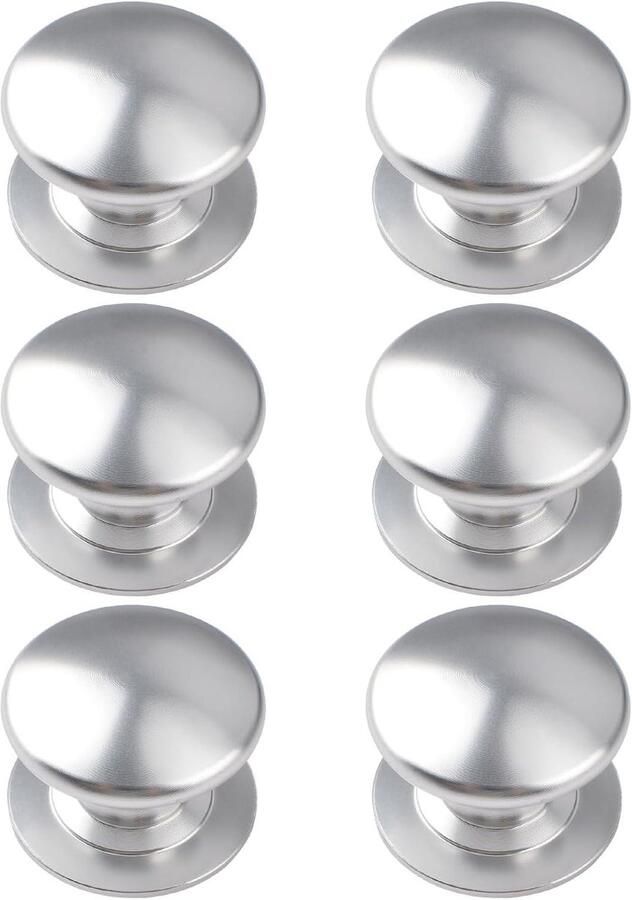 Zelfklevende kastknoppen 6 stuks Keukenkastknoppen Lade trekt Aluminium ladeknoppen Ramen kledingkasten kasten laden Mat zilver Eenvoudig te monteren