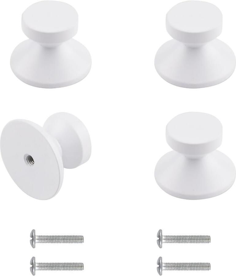 Zelfklevende kastknoppen gemakkelijk te installeren 4 stuks wit zinklegering