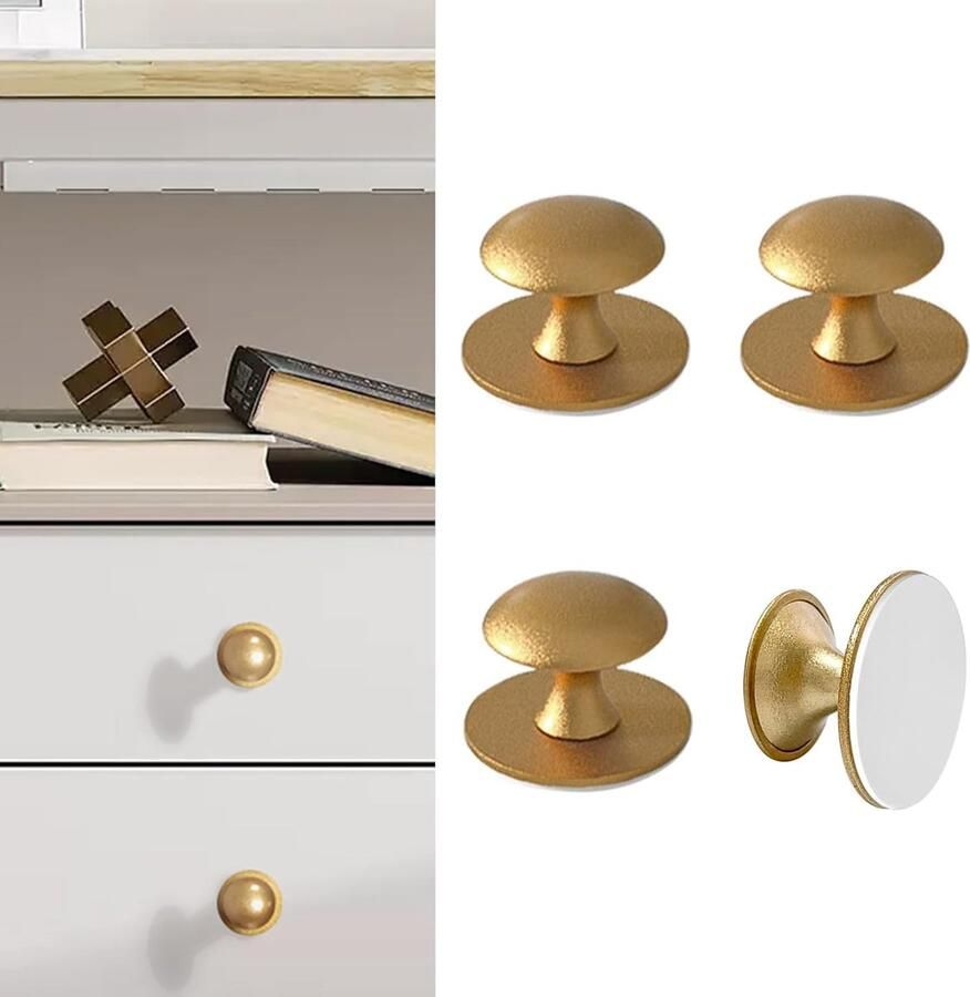 Zelfklevende kastknoppen roestvrij staal 4 stuks goud