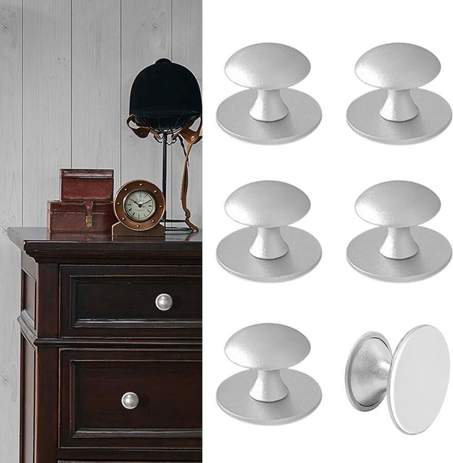 Zelfklevende kastknoppen zilver roestvrij staal 8 stuks