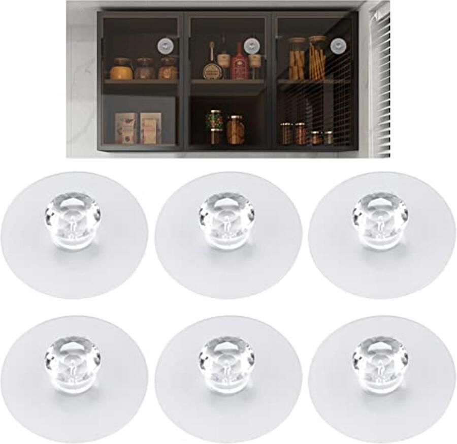 Zelfklevende Kristallen Kastknoppen 6 Stuks Acryl Voor Eenvoudige Installatie