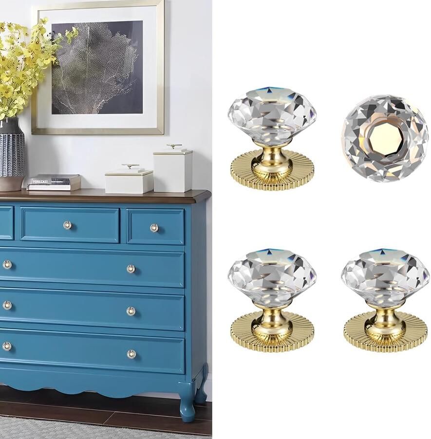 Zelfklevende kristallen knoppen set van 4 helder