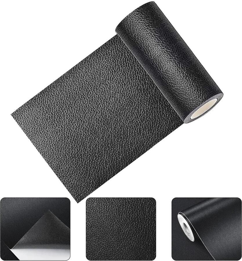 Zelfklevende Kunstlederen Reparatieset voor Meubels en Kleding 20 x 150 cm Zwart