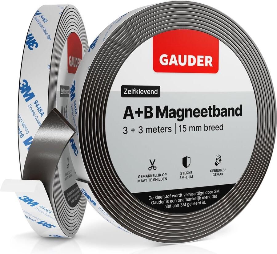 Zelfklevende Magneetband voor Vliegenhorren en Gordijnen Magnetische Tape (3 m + 3 m)