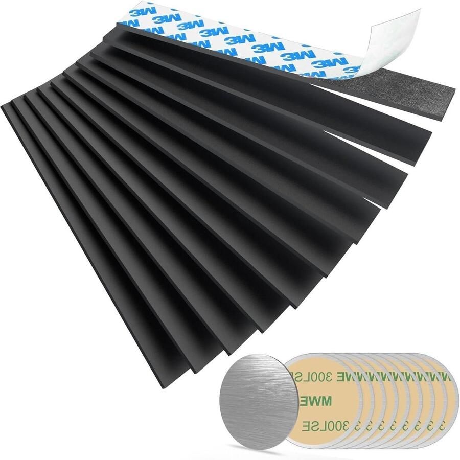 Zelfklevende magneetstrip 10 stuks Sterke grip Duurzaam Gereedschapsplanken Koelkast (10 zwart)