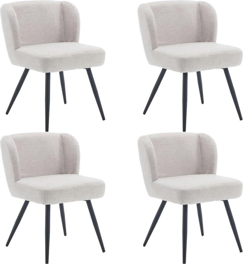 Set van 4 Modern Eetkamerstoelen met Rugleuning Comfortabele Linnen Keukenstoelen voor Woonkamer en Eetkamer