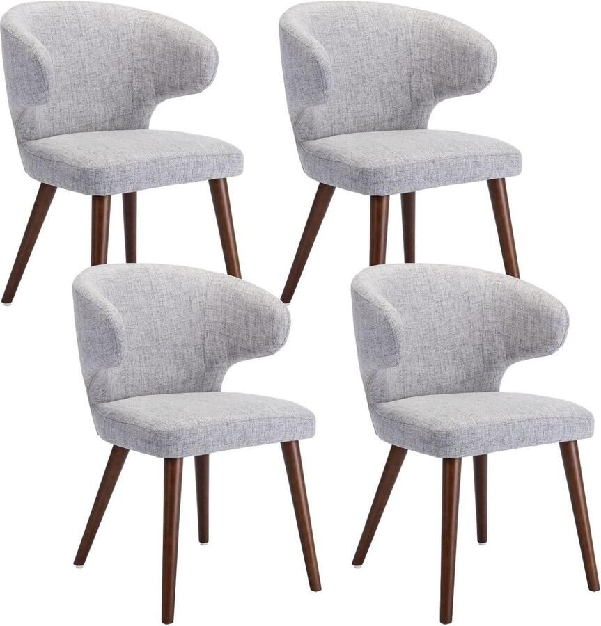 Gestoffeerde eetkamerstoelen set van 4 Moderne accentstoelen voor woonkamer en keuken Comfortabele en stijlvolle hoekstoelen in grijs