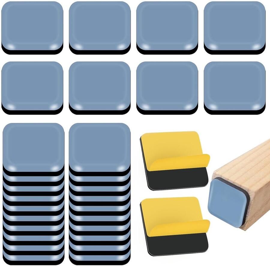 Zelfklevende meubelglijders Teflon set van 30 blauw 20x20 mm