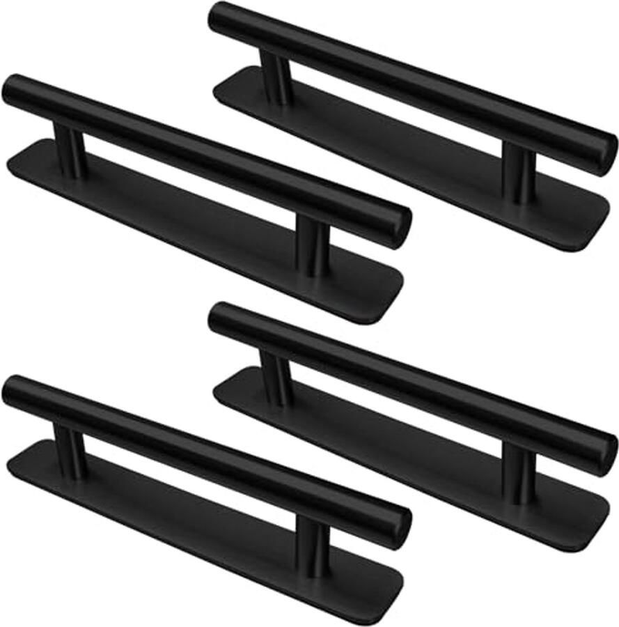 4 Stuks Zelfklevende Meubelgrepen Roestvrij Stalen Kastgrepen Handgrepen Zonder Boren voor Keukenkasten en Schuifdeuren 128 mm Zwart