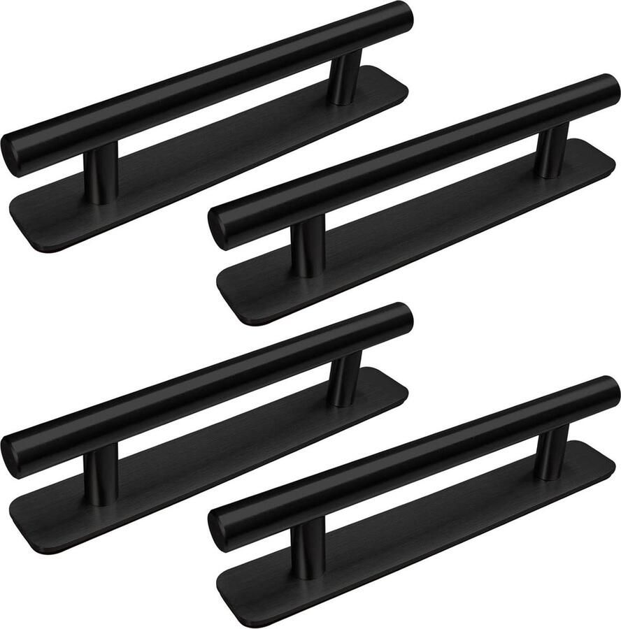 Zelfklevende meubelgrepen 4 stuks roestvrij staal kastgrepen handgrepen deurgrepen ladegrepen keukenkasten schuifdeuren balkondeur ramen 128 mm zwart - Foto 2