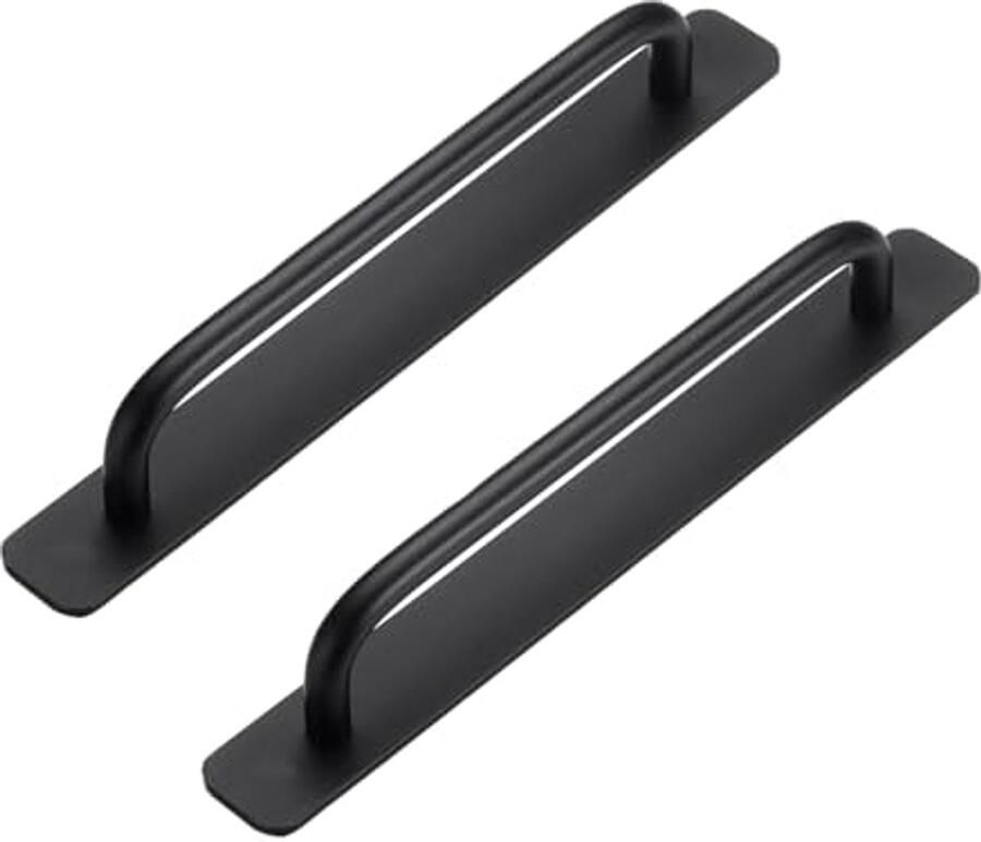 Zelfklevende Meubelgrepen Aluminium Kastgrepen zonder Boren voor Kasten en Deuren 212 mm Zwart Set van 2
