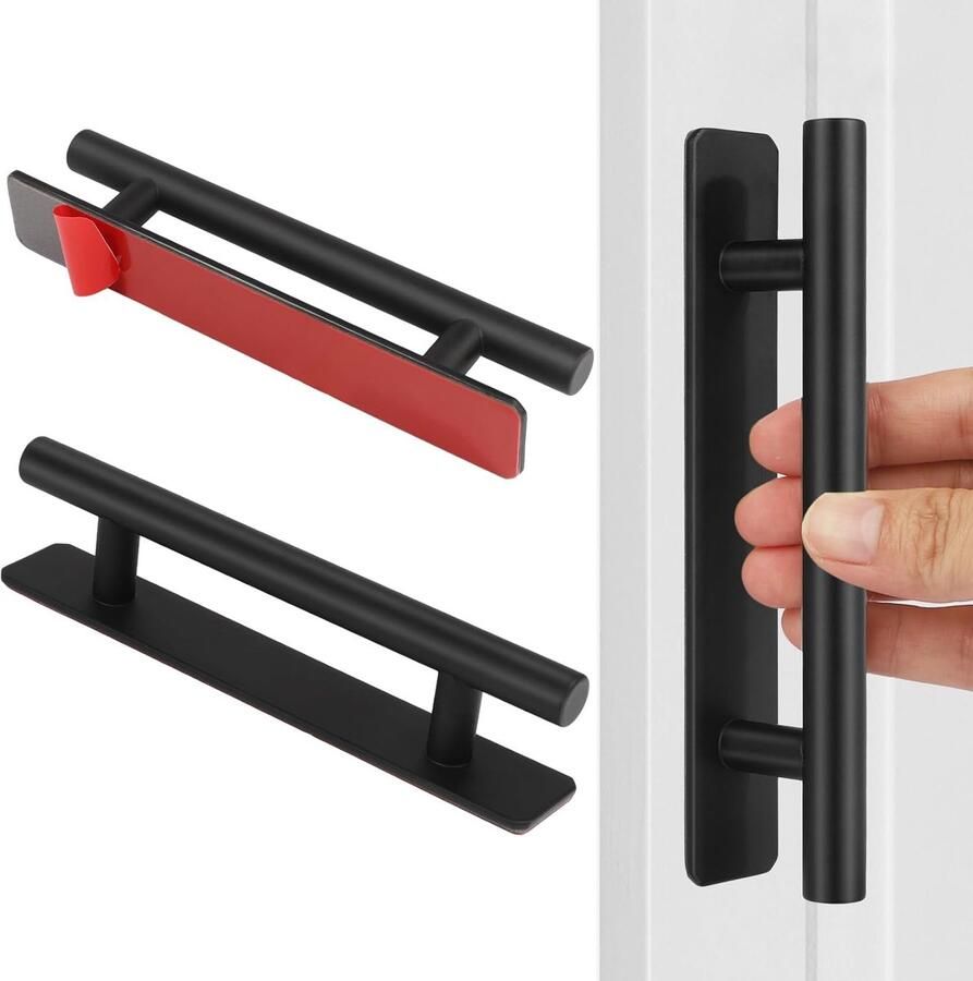 Zelfklevende meubelgrepen Roestvrijstaal 2 stuks Zwart 150 x 25 mm