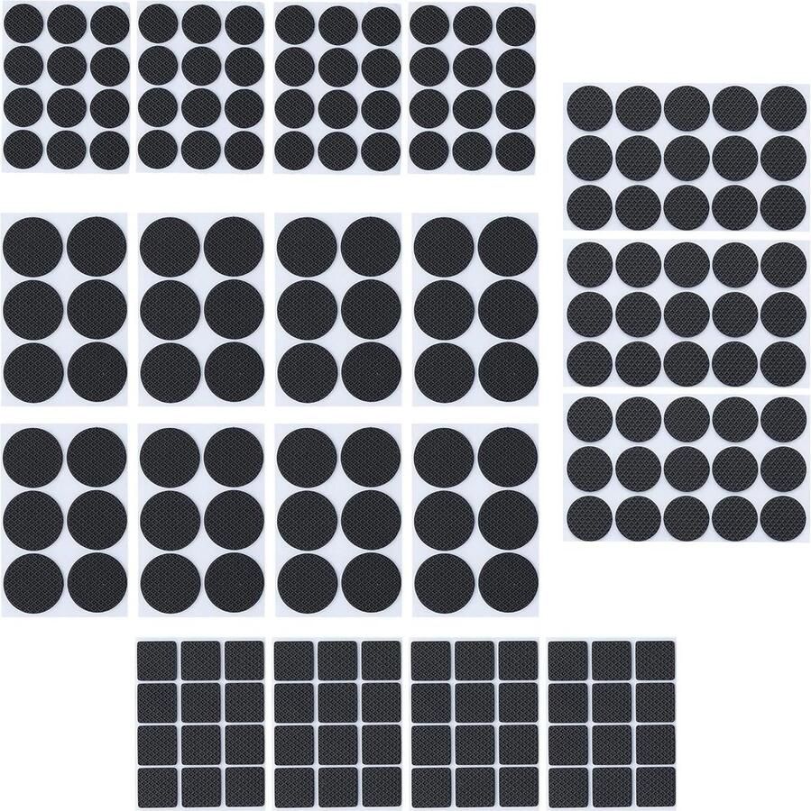 Zelfklevende meubelpads set van 189 EVA vierkant en rond zwart