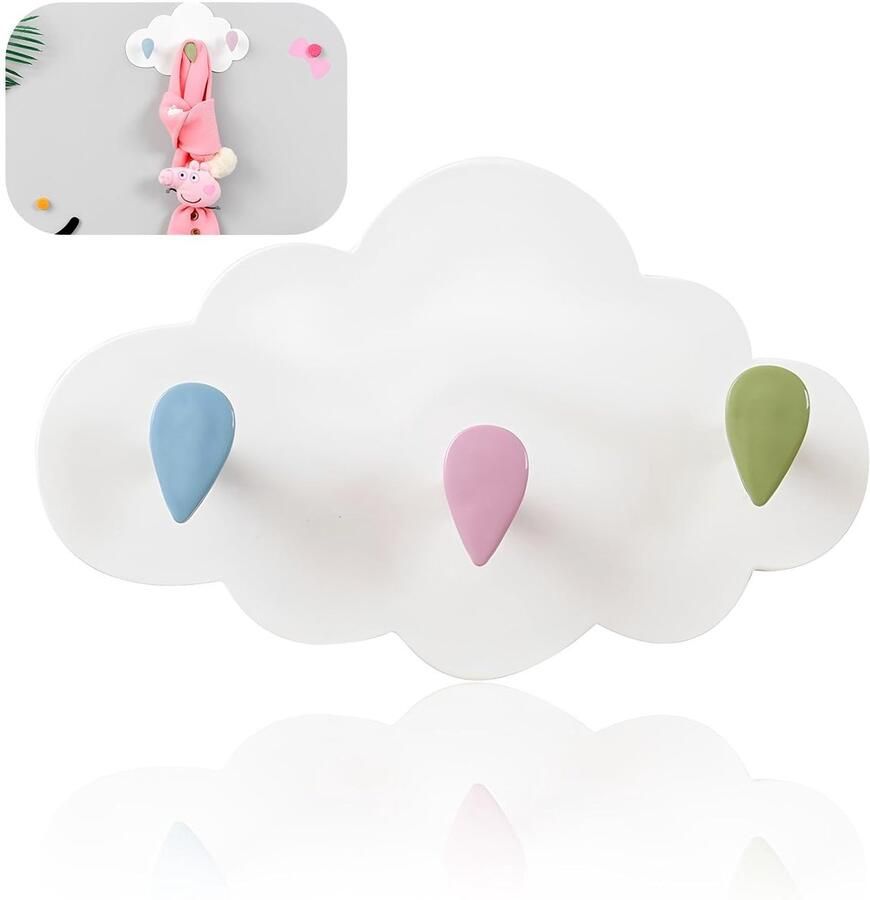 Zelfklevende Muurhaak Cloud Drievoudige Kapstokhaak Wit