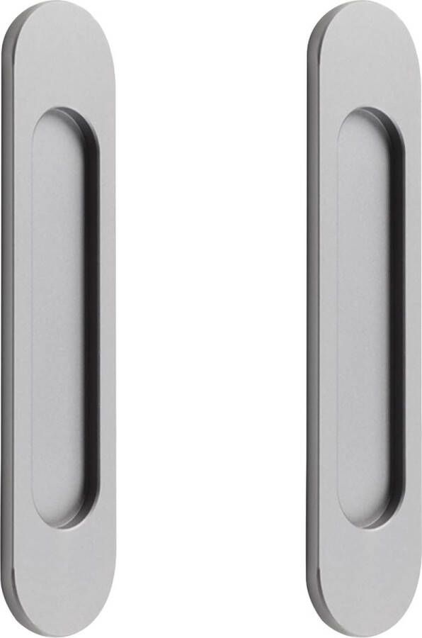Zelfklevende ovale schuifdeurgrepen 2-pack aluminiumlegering verzonken trek-ponsvrije handgreep voor schuifdeuren ramen kasten (ijzergrijs)