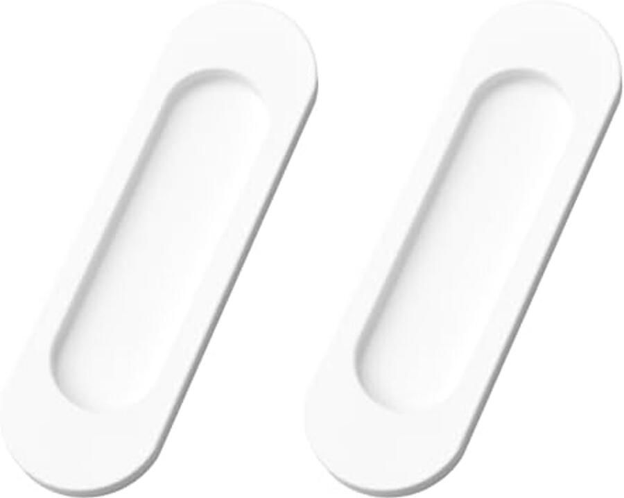 Zelfklevende Ovale Schuifdeurhandgrepen Set van 2 Aluminium Trekhandgrepen voor Deuren en Kasten 100 mm Wit